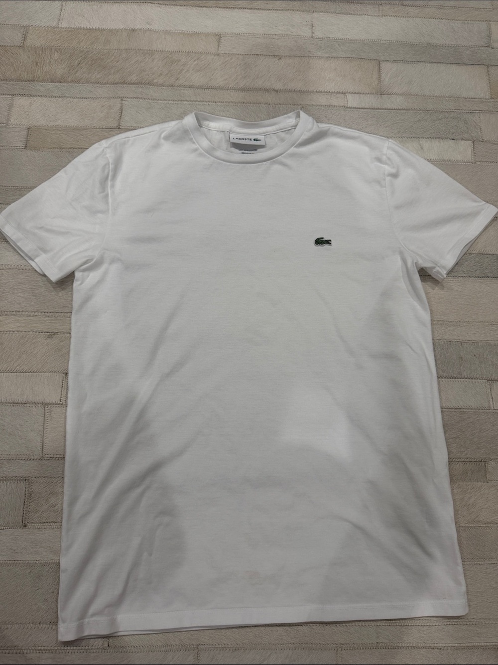 Men’s Lacoste White Short Sleeve Crew Neck T-Shirt with Green Croc
